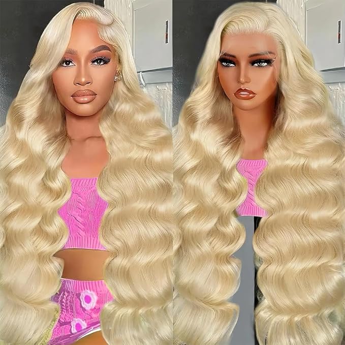 AIRDOT 613 Lace Front Wig Human Hair 180 Density Blonde Wig Human Hair 13x4 HD Lace Frontal Wigs Human Hair Body Wave Lace Front Wigs Human Hair Pre Plucked with Baby Hair Blonde Wig 26 Inch
