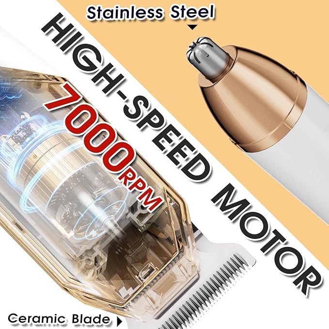 Bikini Trimmer & Hair Clippers for Women - Waterproof Electric Razor and 4 in 1 Bikini Shaver Set, Deluxe Hair Trimmer, Wet/Dry Body Shaver for Nose Eyebrows Beard Pubic Hair, Black