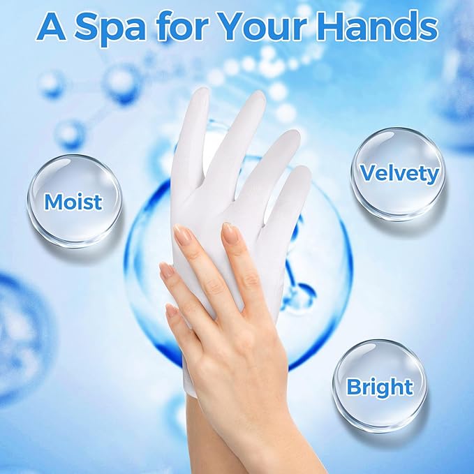 Donfri 6 Pairs White Moisturizing Gloves Overnight Cotton Gloves for SPA, Dry Hands Eczema, Hand Care, Day and Night Healing，Reusable