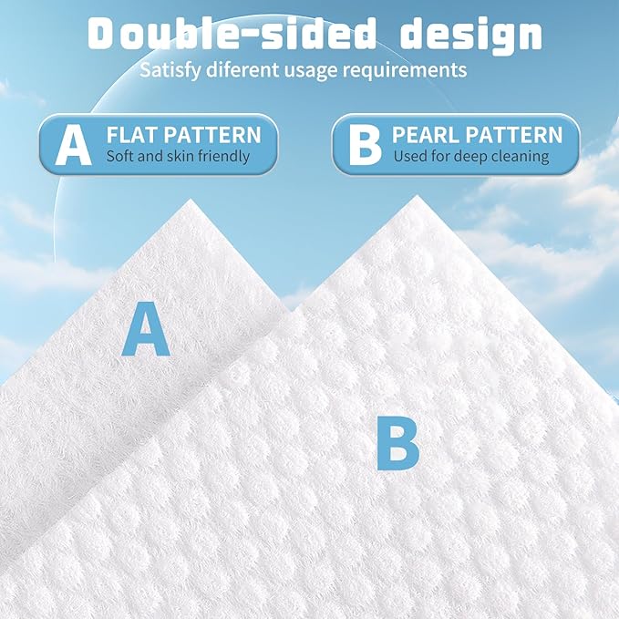 100 Count Disposable Face Towel, Biodegradable Facial Dry Wipes, Super Soft & Thick Face Cloth, Lint-Free Face Towelettes for Sensitive Skincare, Makeup Remover Dry Wipes, Facial Cleansing (6 Pack)