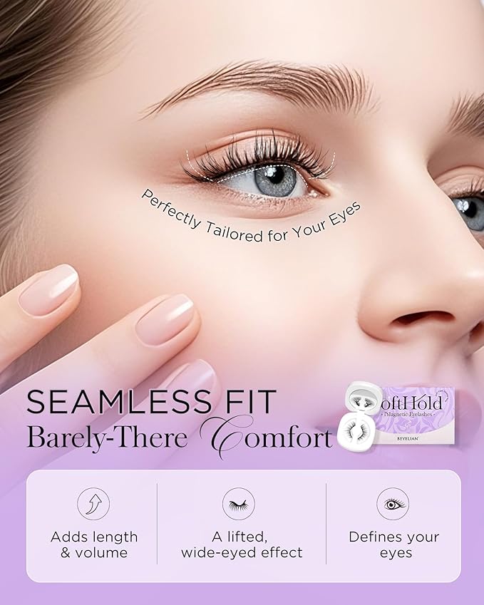 BEYELIAN Soft Magnetic Eyelashes, Reusable Magnetic Lashes with Applicator Natural Look No Glue Needed Comfortable & Secure Fit for All-Day Wear (1 Pair,SME01)