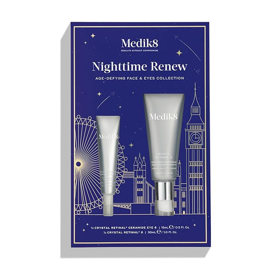 Medik8 Nighttime Renew Duo - Crystal Retinal 6, Crystal Retinal Ceramide Eye 6 - Firming Face Serum - Smoothing, Lifting Eye Cream - 2 pc