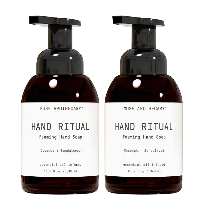 Muse Apothecary Hand Ritual - Aromatic and Nourishing Foaming Hand Soap, Infused with Natural Aromatherapy Essential Oils - USDA Certified Biobased - 11.5 oz, Coconut + Sandalwood, Pack of 2