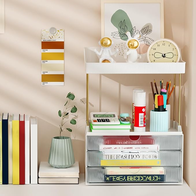 3 Drawers Bathroom Counter Organizer - 5 Tier Makeup Organizer, Versatile Perfume Organizer, Ideal for Bathroom Storage, Vanity, Large Skincare, Perfume, Present, Clear