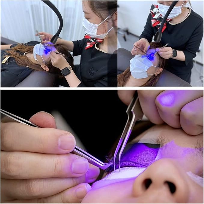 Portable LED Lash Light With Clamp and Foot Pedal for Eyelash Tech - Gel Curing Lamp and Nails Eyelash Dryer