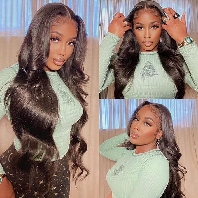 13x6 Glueless Wigs Human Hair Pre Plucked Pre Cut 28 Inch Wear and Go Glueless Wig 10A HD Body Wave Lace Front Wigs Human Hair Pre Plucked 180 Density Wigs for Women No Glue 3 Seconds for Beginners