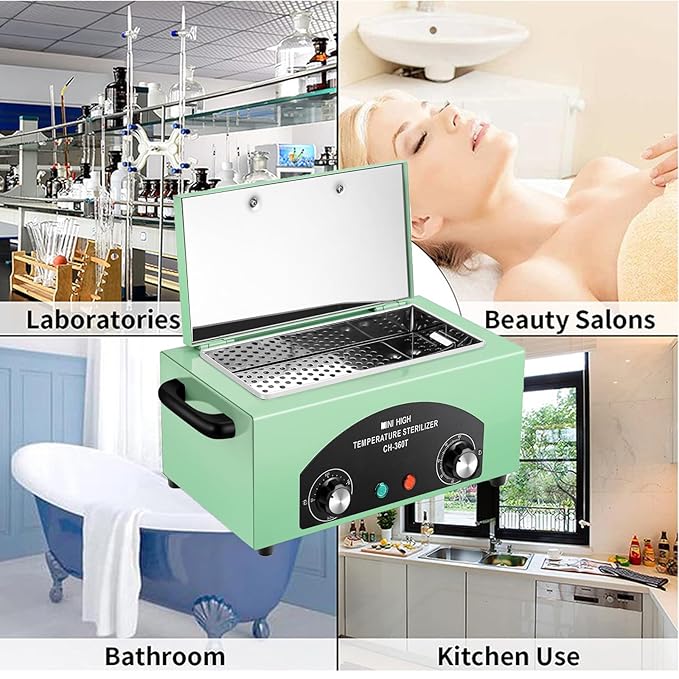 High Temperature Metal Cleaning Box,Misforu 2L Dry Heat Cabinet High Temp with Stainless Tray Timer and Handle for Nail Art Tool Salon Hairdressing Tool Earrings 300W