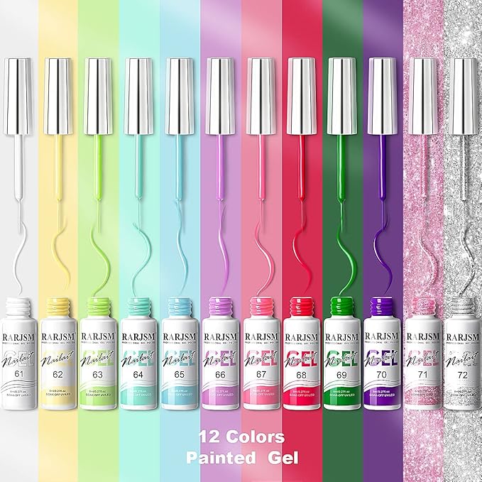 RARJSM Gel Liner Nail Art, Cotton Candy Collection Painting Polish Set Wire Drawing Gel for Nail Adesign