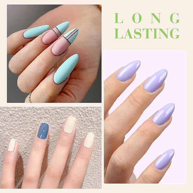 CANNI Gel Nail Polish Set, 6 Colors 9ML Nail Pink Blue Light Purple Green Ivory White Gel Nail Polish Soak Off Uv LED Lamp Nail Art Design Manicure Salon for Women