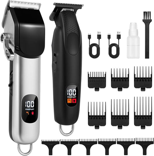 Hair Clippers for Men, Professional Clippers and Trimmers Set for Hair Cutting Kit with Led Display, Mens Cordless Hair Clippers for Barbers Haircut Kit,Rechargeable Electric Shaver.