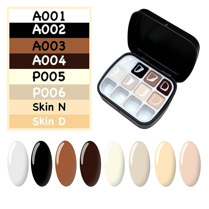 Advanced Painting Gel for Nail Art,8 colour kit with 2 palette(12 divsions),Non wipe,Manicure Professional Nail Salon DIY at Home Gift (Set A)