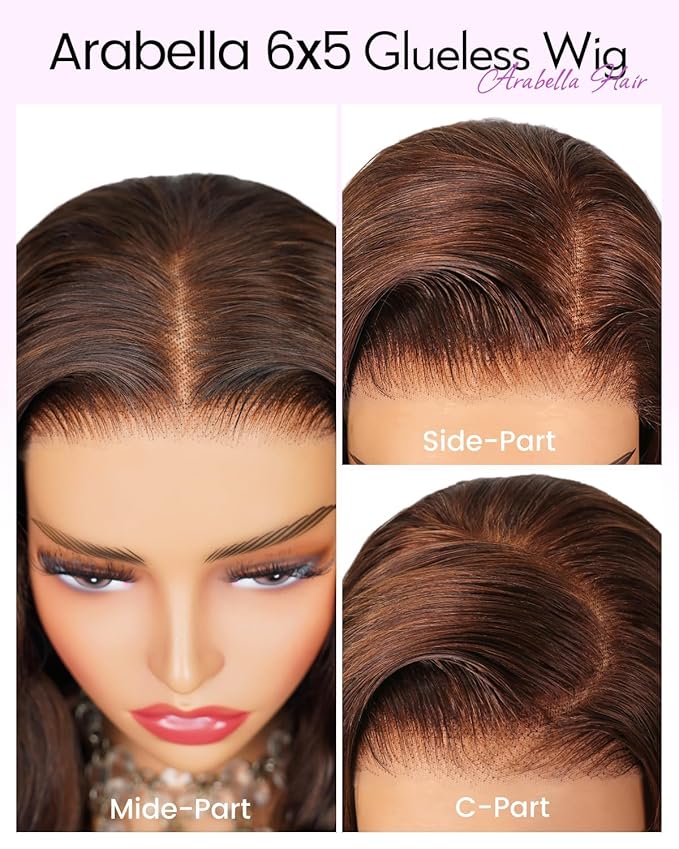 Arabella 5x6 Chocolate Brown Bob Wig Human Hair Ready to Go Glueless Wigs Human Hair 210% Density Pre-Cut Lace Wigs Pre Bleached Tiny Knots Body Wave Lace Front Wig (14inch, 5x6 4# Glueless Bob)