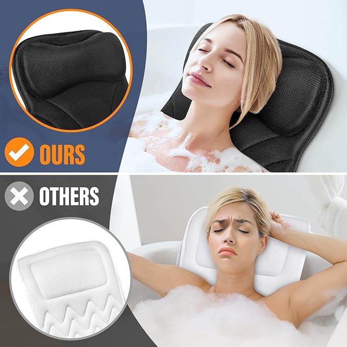 Full Body Bath Pillow for Bathtub, Thick Bathtub Cushion with Laundry Bag, Luxury Bath Tub Pillows for Headrest Neck and Back Support Gray 51" x 17"