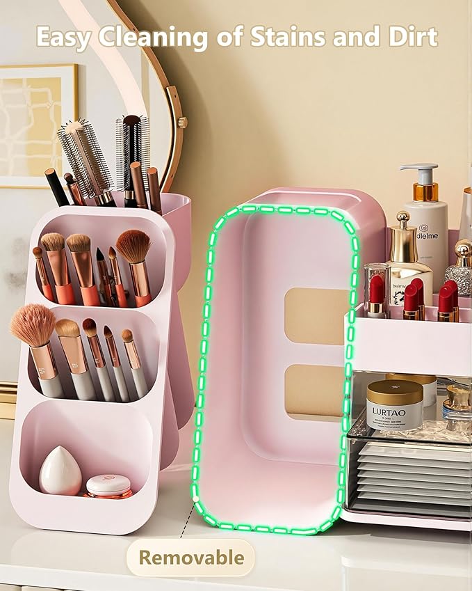 Makeup Organizer with Drawers, Skincare Organizer (Large Size Thick), Storage Box Cosmetic Display Cases, Make up Organizers for Vanity, Dresser, Desk, Kitchen, Countertop (Pink)