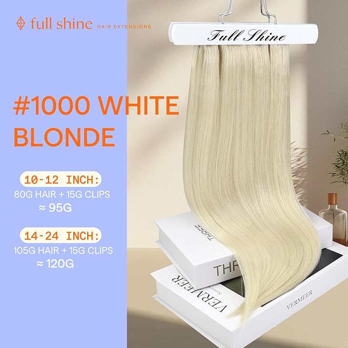 Full Shine Blonde Clip in Hair Extensions 22 Inch Clip in Real Hair Extensions for Women Remy Extensions Clip ins Blonde Natural Human Hair 7 Pcs 120 G