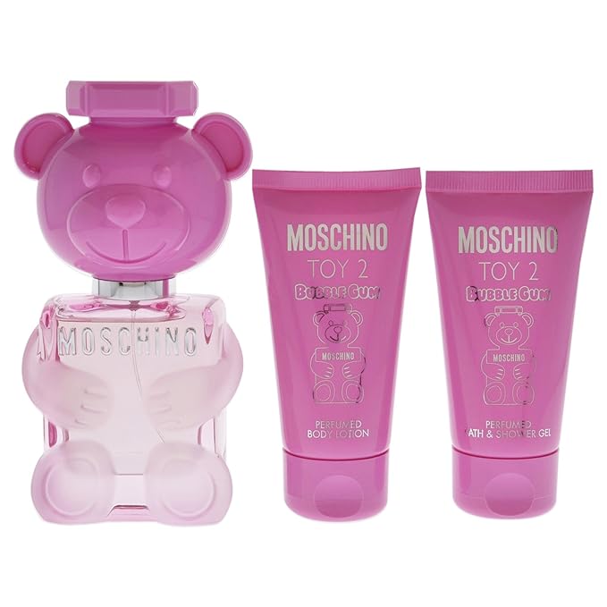 Moschino Toy 2 Bubble Gum Women's 3 Pc Gift Set: 1.7oz EDT Spray, Body Lotion, Bath and Shower Gel