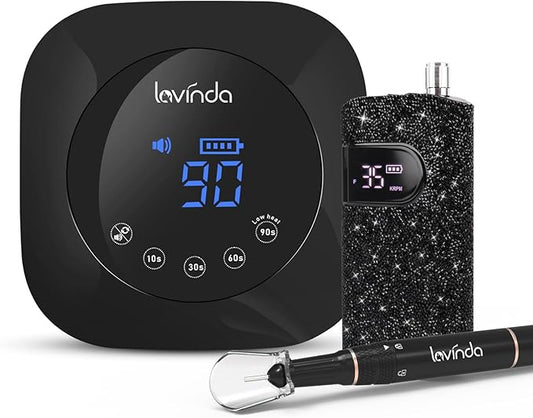 Lavinda Professional Nail Drill Machine, Electric Nail Drill Kit for Acrylic Gel Nails & UV Nail Lamp 54W Rechargeable Nail Dryer