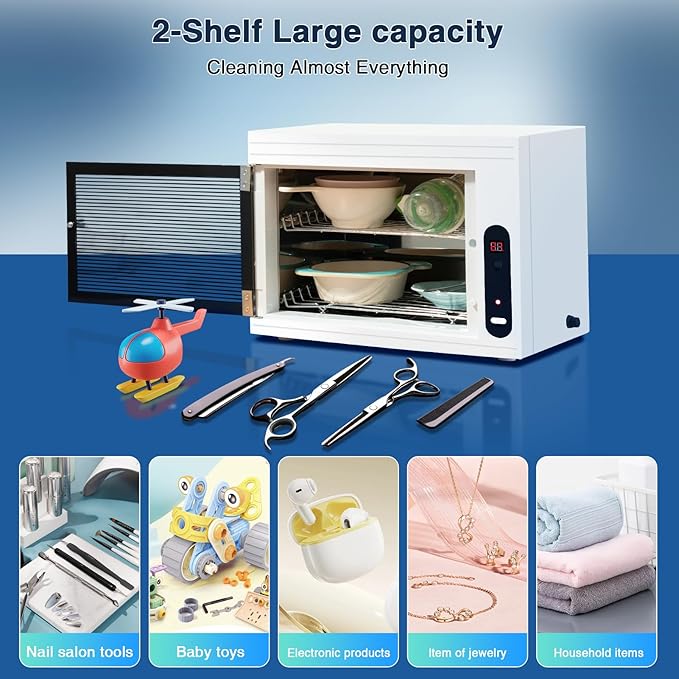 Nail Tool Cleaning Machine 17.14L Big Capacity UV Sanitizer Cabinet Salon Equipment for Spa Beauty Home Metal Tools
