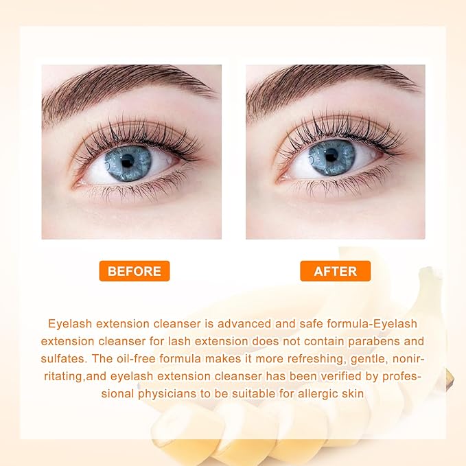 Arison Eyelash Eyelash Extension Shampoo 600ml / Eyelid Foaming Cleanser/Wash for Extensions and Natural Lashes/Paraben & Sulfate Free Safe Makeup & / Professional & Self Use (Banana)