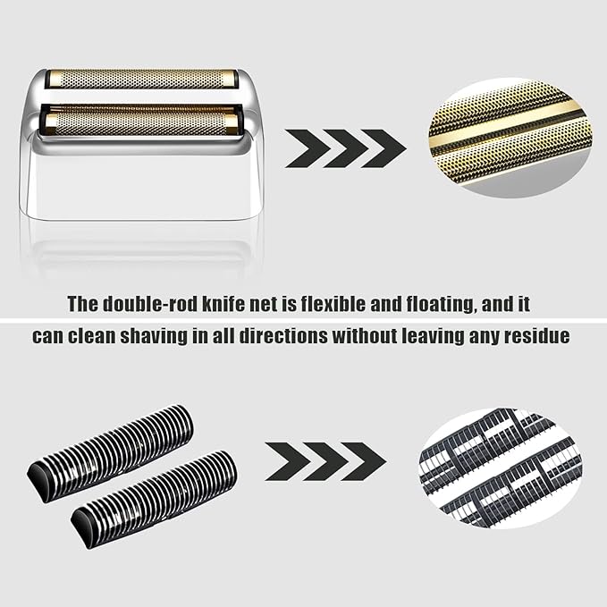 Shaver Replacement Foil and Cutters compatible with BaBylissPRO Barberology Double FXFS2 (Silver)