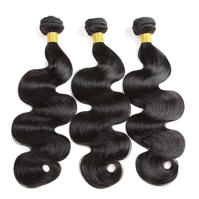 GENEROUS Body Wave Bundles Human Hair 14 16 18 Inch 100% Unprocessed Brazilian Virgin Human Hair Weave Bundles Hair Weft Body Wave Hair Extension for Black Women Natural Black