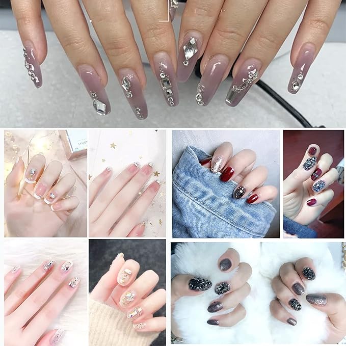 4180 Pcs Crystal Flatback Rhinestones Gems Nail Kit for Nail Art,Crafts,Clothes Shoes Decorations Jewelry (700 Diamonds + 3480 Flat Rhinestones, with Rhinestones Pen), Gold