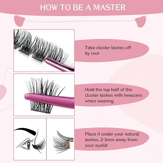 Cluster Lashes 72 Pcs Lash Clusters DIY Eyelash Extension Individual Lashes D-14mm Thin Band Easy to Apply at home Lashes (First Glance, D-14mm)