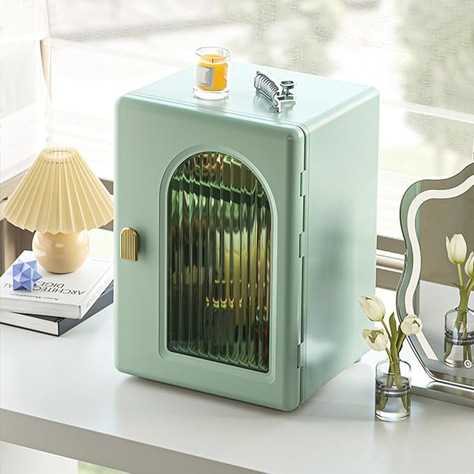 DASITON Large Capacity Makeup Organizer for Countertop,3 Adjustable Layers Skincare Organizers,Dustproof & Waterproof Makeup Storage Organizer,Cosmetic Display Case for Vanity,Bathroom,Bedroom(Green)