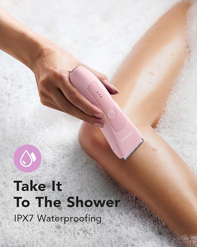 Electric Shaver for Women, Women Shaving & Grooming Sets, with 3 Guard and Replaceable Ceramic Blade Heads, LADYSPOT™ Pubic Hair Trimmer Bikini Trimmer Grooming Kit Sets-(Pink)
