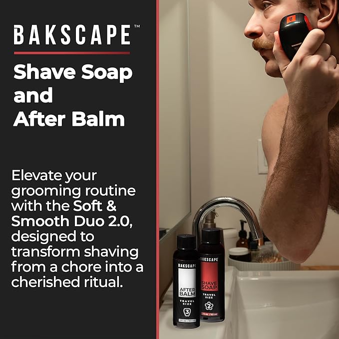 Bakscape 2oz Shave Soap & After Balm Set, Moisturizing Shave Soap for Smooth Shaves, Cool & Refreshing Post-Shave Care, Formulated for Use with Bakscape 2.0, Includes Shave Soap & After Balm, 2oz