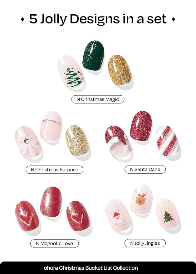ohora Bundle Set (2024 Christmas Bucket List Set (Limited Edition)) - Works with Any Nail Lamps, Salon-Quality, Long Lasting, Easy to Apply & Remove