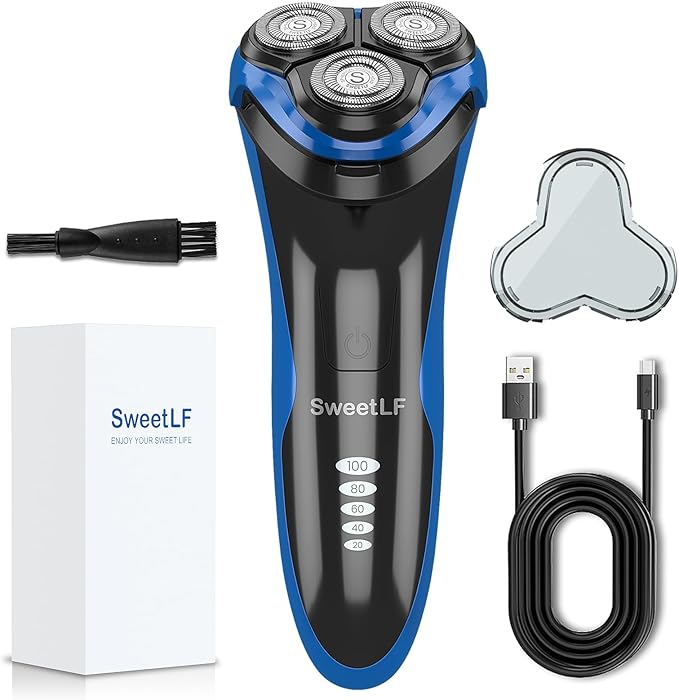 SweetLF Electric Razor for Men, IPX7 Waterproof, Wet & Dry Shaving, Pop-up Trimmer, Type C Rechargeable, Corded & Cordless, Father's Day Gift