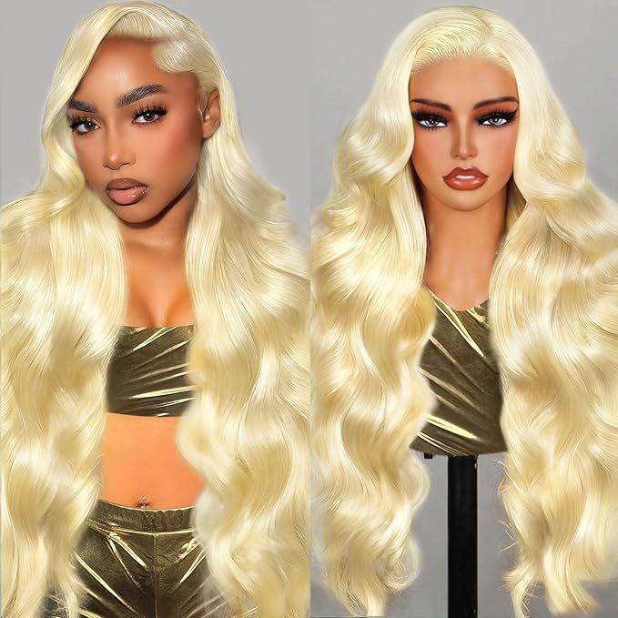 613 Lace Front Wig Human Hair 200 Density Blonde Wig Human Hair Blonde 13x6 HD Lace Front Wigs Human Hair Pre Plucked 613 Body Wave Lace Frontal Wigs 24 Inch