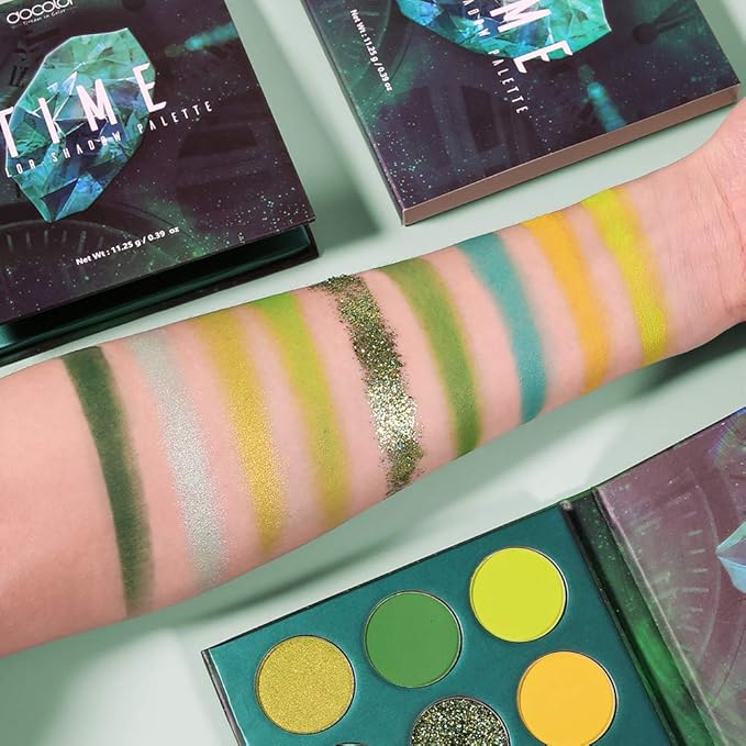 docolor Eyeshadow Palette 9 Colors Green Eyeshadow Gemstone Shadow Palette Highly Pigmented Mattes Shimmers Naked Smokey Glitter Cream Colorful PowderLong Lasting Waterproof Makeup Palette