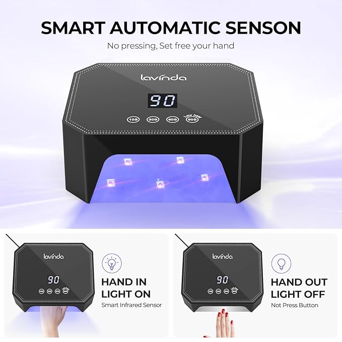 Lavinda 54W UV Nail Lamp, Professional LED Nail Lamp UV Light for Gel Polish Nails, Fast Drying Nail Dryer Nail Light with 4 Timers Large LCD Display, Salon & Home Use for Women Mom Girlfriend