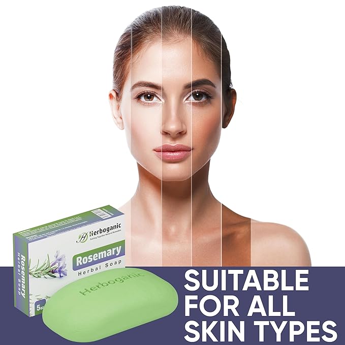 Rosemary Herbal Soap | Pack of 6 of 5oz soap Bar | Ideal for Men and Women, Soothing and Nourishing Soap for Moisturization