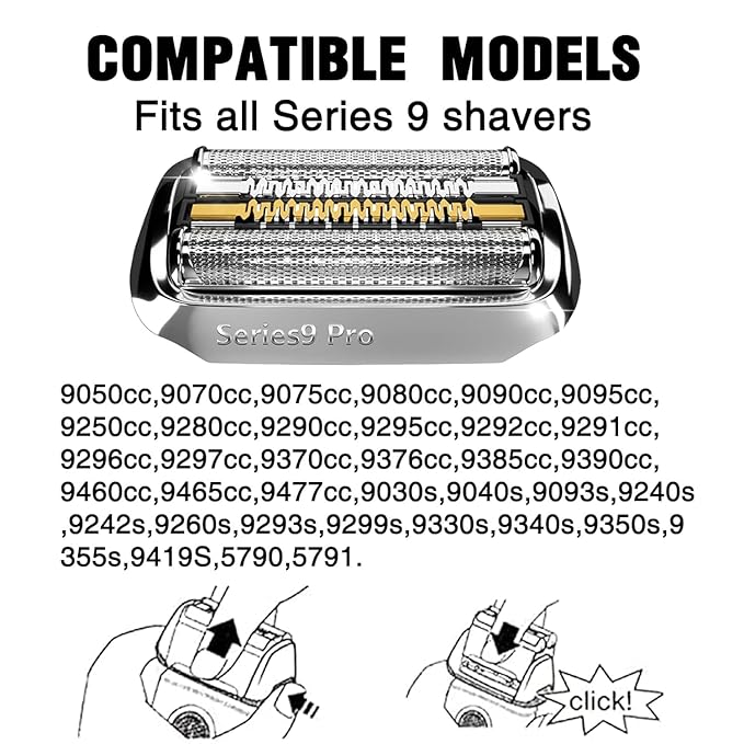 Series 9 Shaver Head Replacement Part 94M Compatible with Braun S9 Pro Replacement Heads,94M Blades for Braun Series 9 Electric Razors 9290cc,9370cc,9376cc,9293s,9260s,9295cc,9390cc,9330s