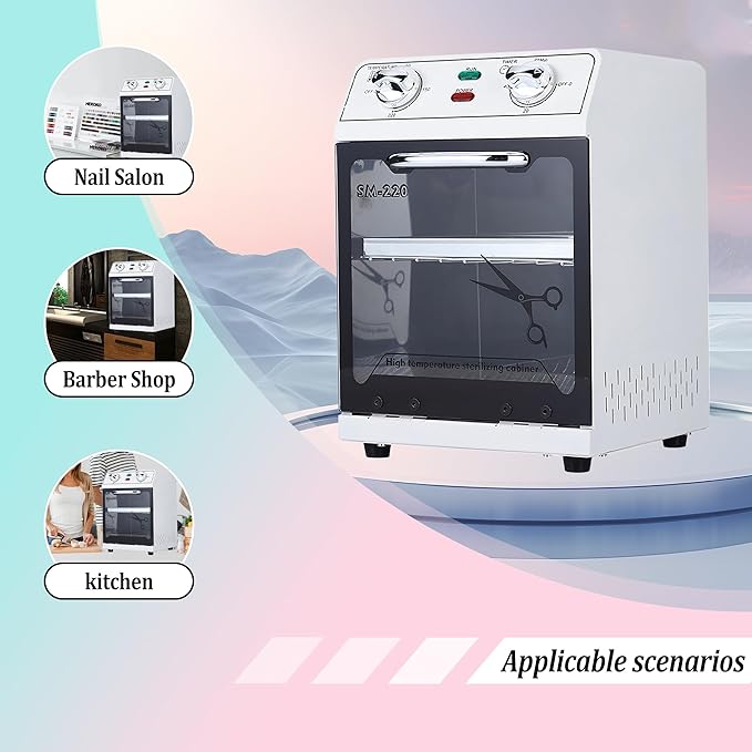 High Temperature Sterilizer, 8L Large Capacity Dry Heat Sterilizer, Max. Temperature 220℃, With Temperature Control & Timer, For Hair Salon Spa Nail Salon, Tool Sterilizer
