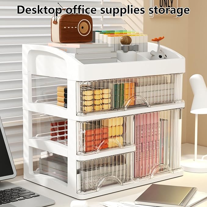 Large Makeup Organizer for Counter With 4 Drawers Cosmetic Organizer Countertop Make up Organizers for Vanity White Makeup Skincare organizers Storage Box