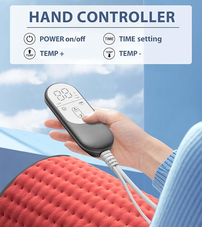 Heating pad for Back, Neck, Shoulder, Cramps and Leg Pain Relief, Heat Pads Christmas Gifts for Women, Men, Mom, Dad, Auto-Off,Machine Washable,Moist Dry Heat Options,Extra Large 12"x24"