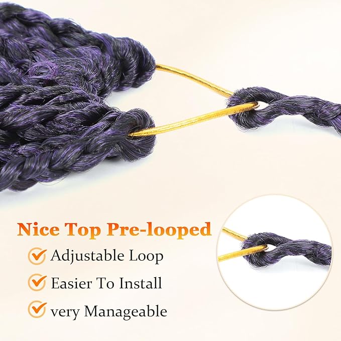 9 Packs Goddess Box Braids Crochet Hair Boho Crochet Box Braids With Curly Ends Crochet Hair For Black Women, 10 Inch Pre Looped Bohemian Crochet Box Braids Hair (10Inch 9 Packs,Tpurple)