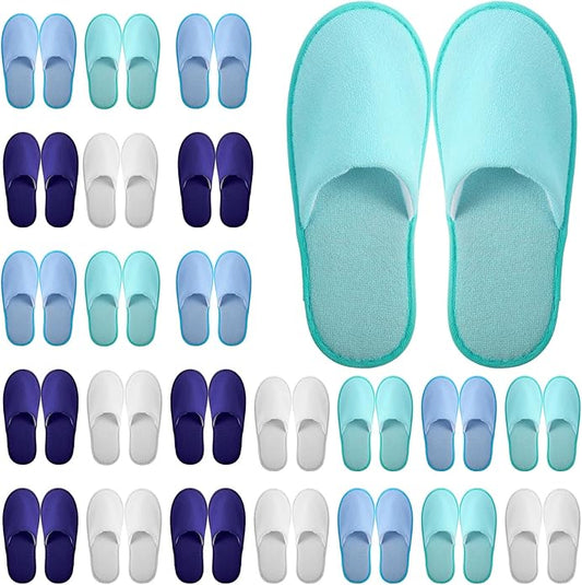 Geyoga 24 Pairs Disposable Slippers for Guests Bulk 2 Size Cotton Hotel Spa House Slippers for Graduation Wedding Party Shoeless Home Travel Individually Wrapped