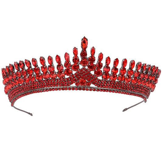 LIMELIA Women's Tiara for Henna Wedding Party|Glitter Hair Accessories for Bridal Birthday Pageant Prom Halloween Cos-play Christmas Party|Antares-Red