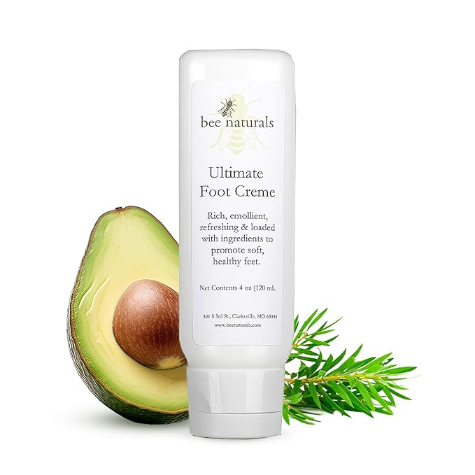 Bee Naturals Ultimate Foot Cream 4 Oz – Deep Hydration for Dry, Cracked Heels & Calluses – Enriched with Shea Butter, Avocado Oil & Therapeutic Essential Oils – Non-Greasy, Soothing properties