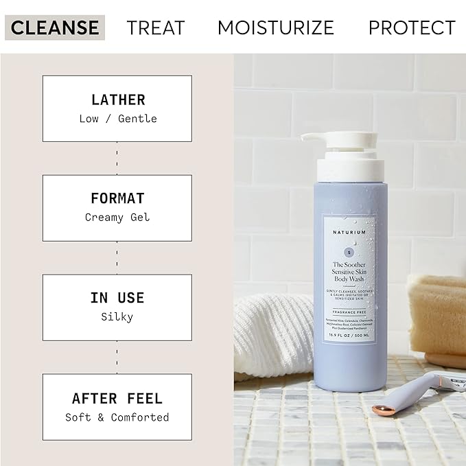 Naturium The Soother Sensitive Skin Body Wash, Gentle Skin-Soothing Formula, 16.9 oz