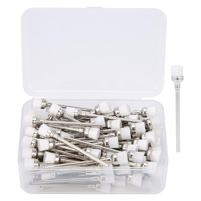 100pcs Nail Drill Bit Cleaning Brush - Nail Polishing Head Cleaner Stainless Steel Nail Head Cleaning Brush Nail Dust Brush Cleaner Manicure Tool Accessory for Manicure Pedicure(03)