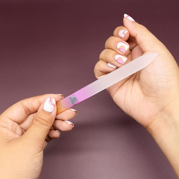 Bona Fide Beauty Czech Glass File Set - 5 Piece Crystal Nail Files (Multicolor). Reusable Bulk Nail Files from The EU.