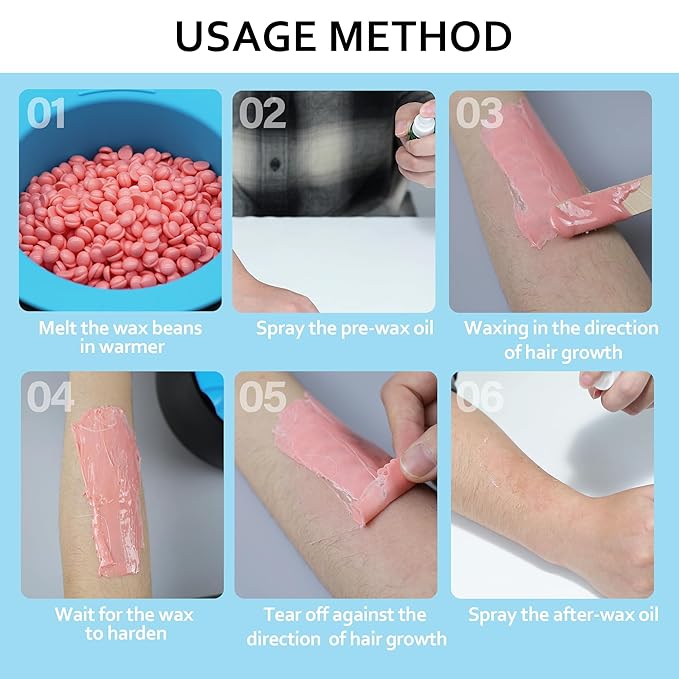 Waxing Kit for Women and Men, Wax Warmer Hair Removal at Home with Beads, Multiple Formulas Target Different Types of Sensitive Skin Body, Brazilian Bikini, Eyebrow, Facial