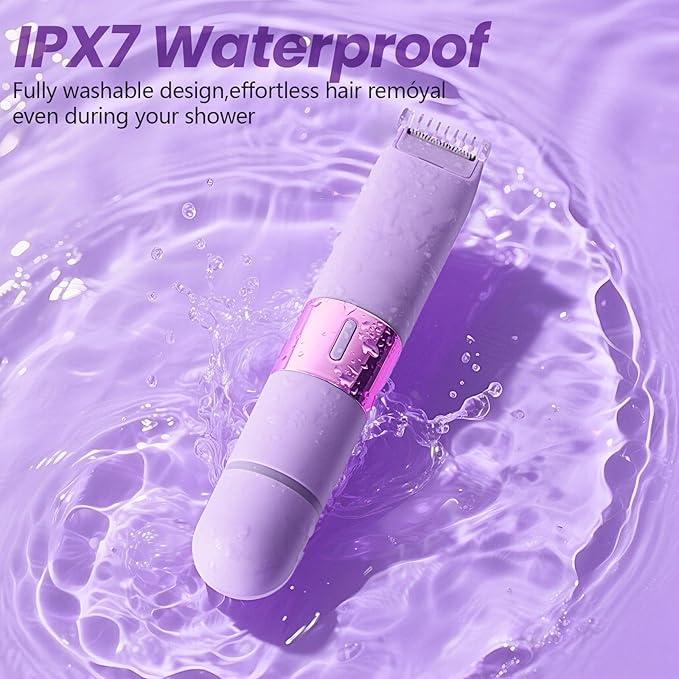2025 New Bikini Trimmer for Women, 2-in-1 Waterproof Electric Dual Head Shaver (Purple)