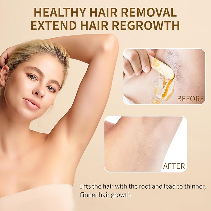 Sugar Wax Kit for Hair Removal: 300g/10.6oz Organic Sugaring Wax for Face Body Legs Bikini Back - with Large Strips and Sticks, Care Oils, Gloves